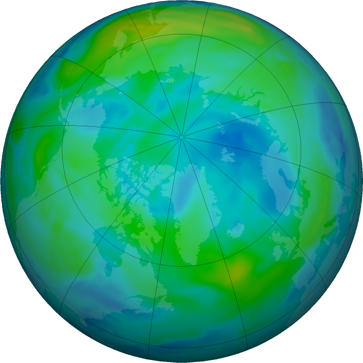 Arctic ozone map for 07 October 2016